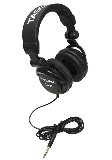 Tascam TH-02 Closed Back Studio Headphones, Black  